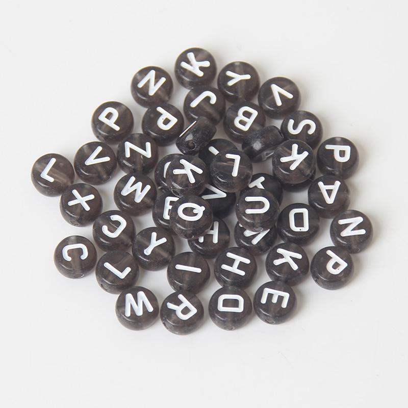 

50Pcs Letter Figure Acrylic Beads Round Flat Alphabet Spacer Beads For Jewelry Making Handmade Diy Bracelet Necklace Accessory