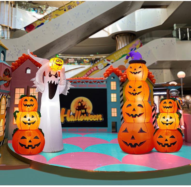 Lanterna Zucca Fantasma Gonfiabile per Decorazioni di Halloween Indoor/Outdoor