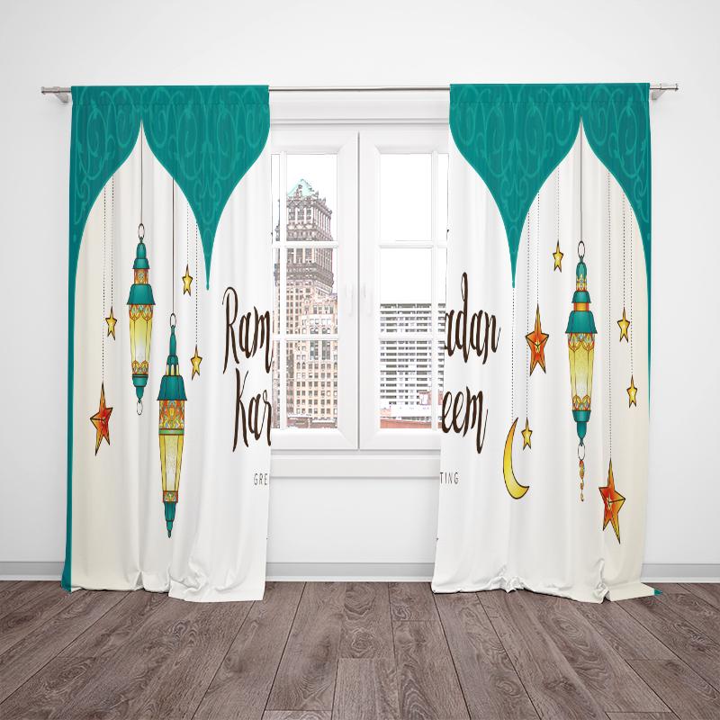 2 st - Islamisk muslimsk - Ramadantryck - Gardin polyestermaterial lämpligt för sovrum vardagsrum,