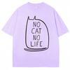 Funny No Cat No Life Graphic Tshirts Unisex Women Kawaii Kitty Cute T Shirts Oversized Cotton Casual T Shirt Cat Lovers Streetwear