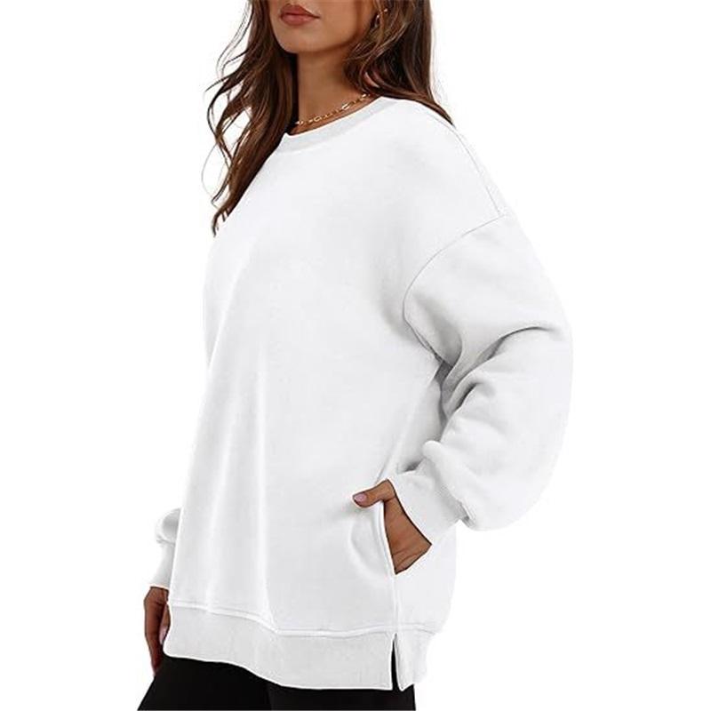 Damen Freizeit Rundhals Sweatshirt Mit Taschen Locker Langarm Oberteil