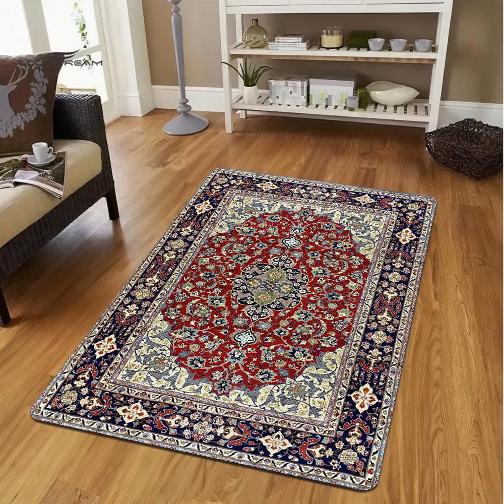 Tappeto Turco Tradizionale, Tappeto Medaglione Bohemien per Soggiorno, Decorazione Pavimento Stile Vintage, Tappeto Lavabile, Tappeto Antiscivolo