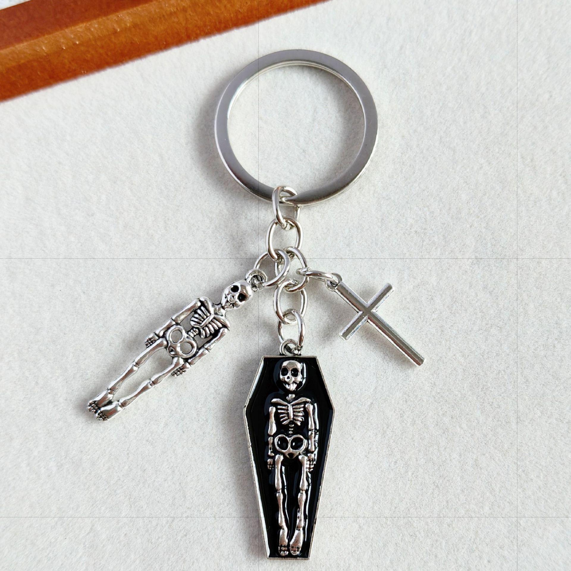 

Retro Skull Coffin Cross Dark Style Pendant Keychain
