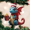 Christmas Santa Claus Dragon Pendants Acrylic Baby Dragon Pendants Realistic Dragon Hanging Ornaments for Xmas Tree