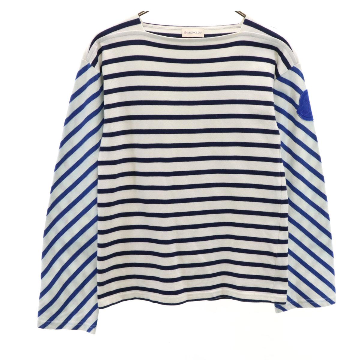 

MONCLER made in Italy Border Pattern Long sleeve Basque shirt XS white Men s Used