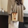 Striped Hand Carry Contrasting Color Crossbody Woven Small Bag Women's New Trendy and Versatile Single Shoulder Bucket Mobile Phone Bag