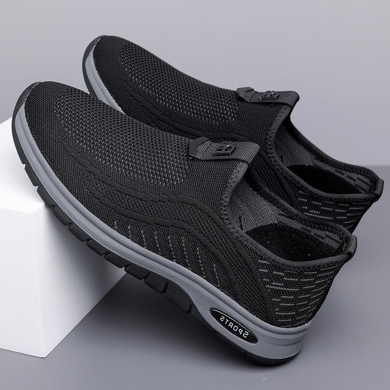 2025 New Shoes for Men Casual Shoes Spring Breathable Knit Flat Sneaker Shoes Slip-on Loafers