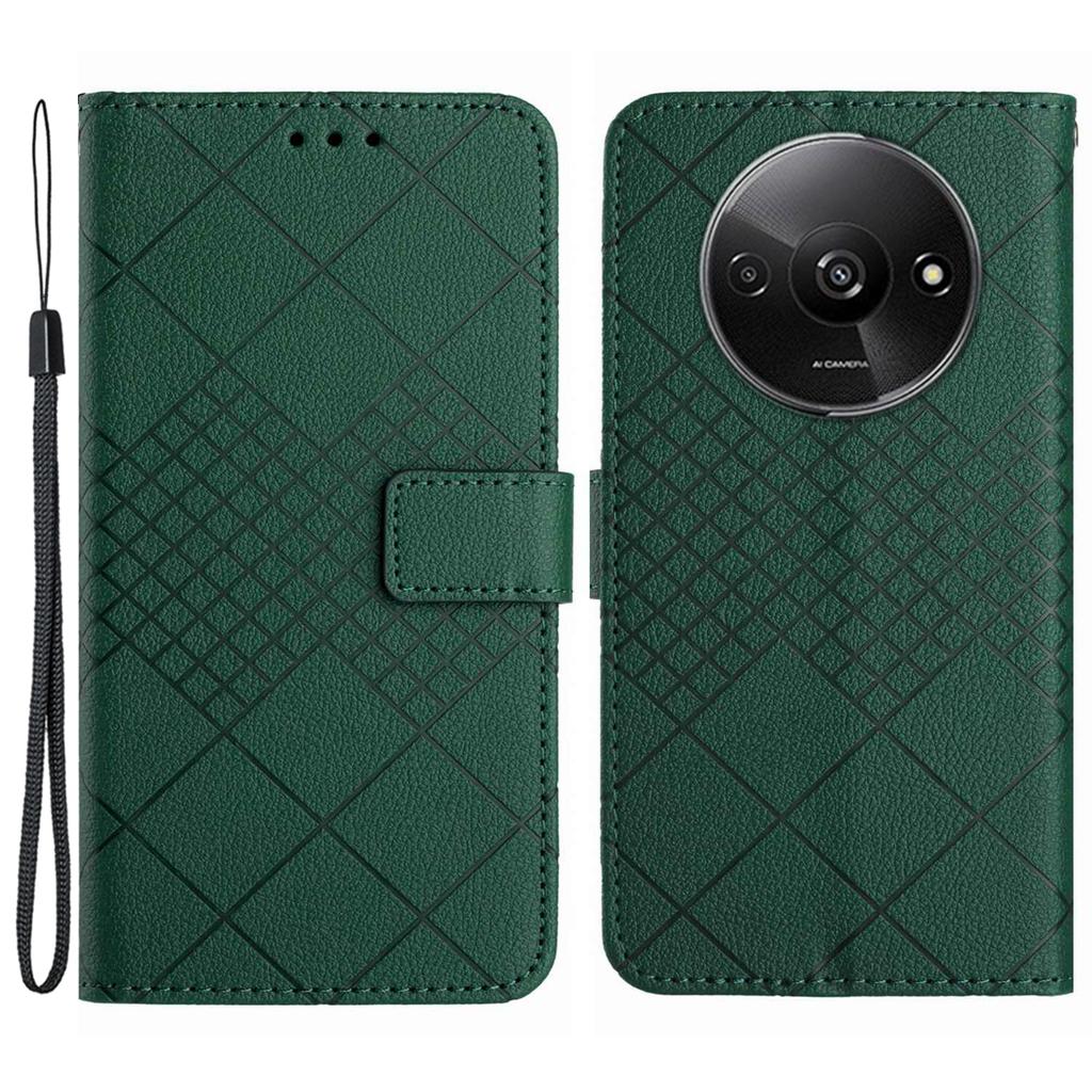 HT06 For Xiaomi Redmi A3 4G/Poco C61 4G Case Rhombus Pattern PU Leather Folio Phone Cover
