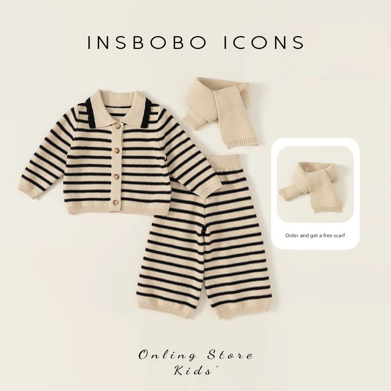 Insbobo Girls  Suit Children s Sweater Two-Piece Set 2026 Spring New Boys  Knitwear Toddler Sweater