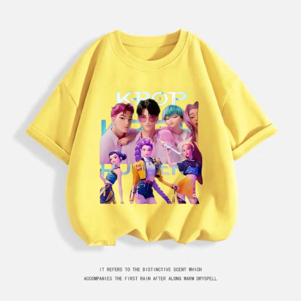 KPop Demon Hunter Costume Short-sleeved TShirt Loose Casual Clothing Tees Girls Child Round Neck