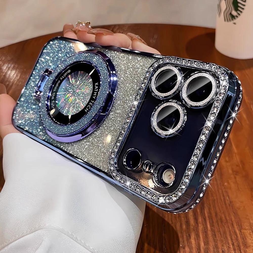 Adatto per Custodia IPhone17/16 con Pellicola Lente 16 Anti-caduta 15 Strass Glitter Supporto Magnetico