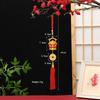 Lunar New Year Lucky Hanging Ornament with Red Tassel Golden Charm Festive Portable Decor for Travel Hotel Room Spring Festival