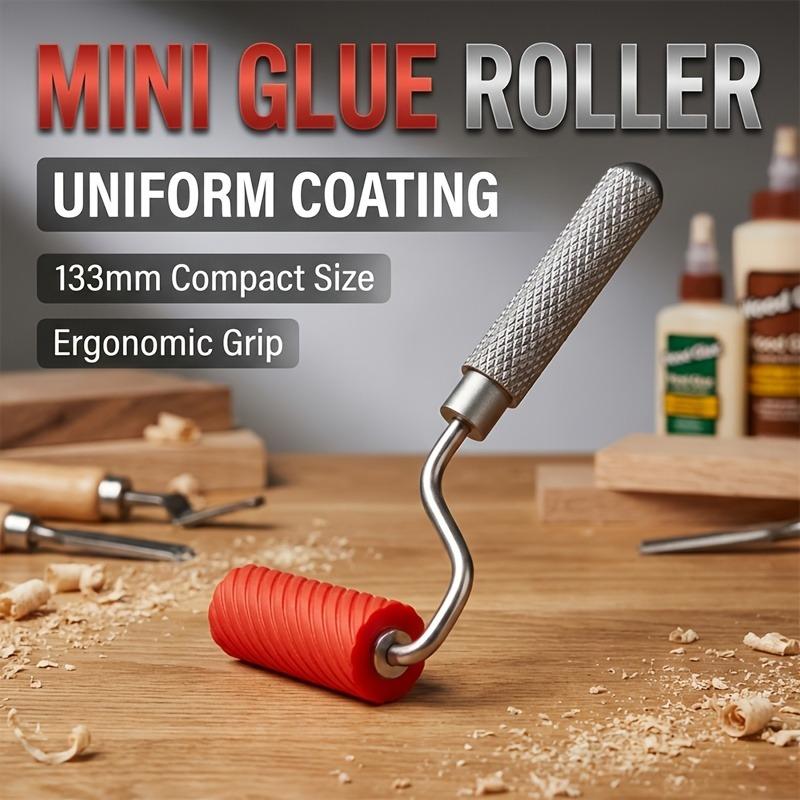 Compact Mini Glue Roller with Spiral Groove for Uniform Application,Feature a Non-Slip Knurled Handle,Perfect for Wood Veneering