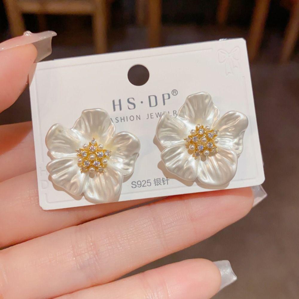 Camellia Shape Flower Earrings Creative Women's Elegant Earrings  Jewelry Accessories