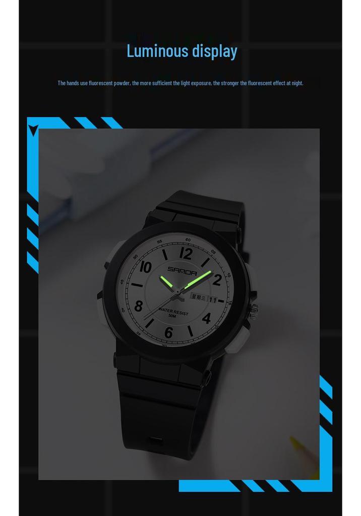 Sanda 6097 Dual Calendar Luminous Waterproof Watch for Men & Women - Trendy, Creative, and Ideal for Outdoor Activities.