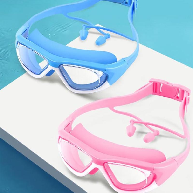 Hochauflösende Kinder-Schwimmbrillen für Jungen und Mädchen, Antibeschlag-Schwimmbrillen, Brillen mit großem Rahmen, Bequeme Silik