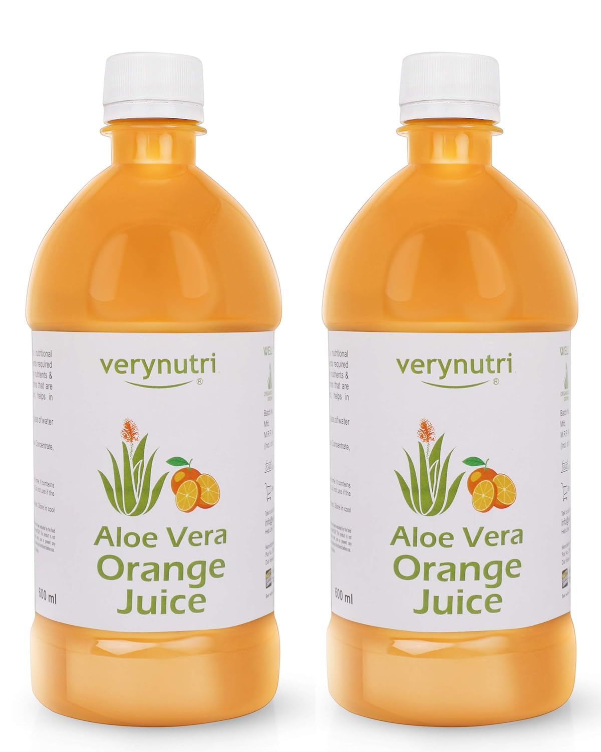 

Verynutri Aloe Vera Orange Juice Organically Grown Immunity Booster | 600ml 1.3lbs Each 2Pcs