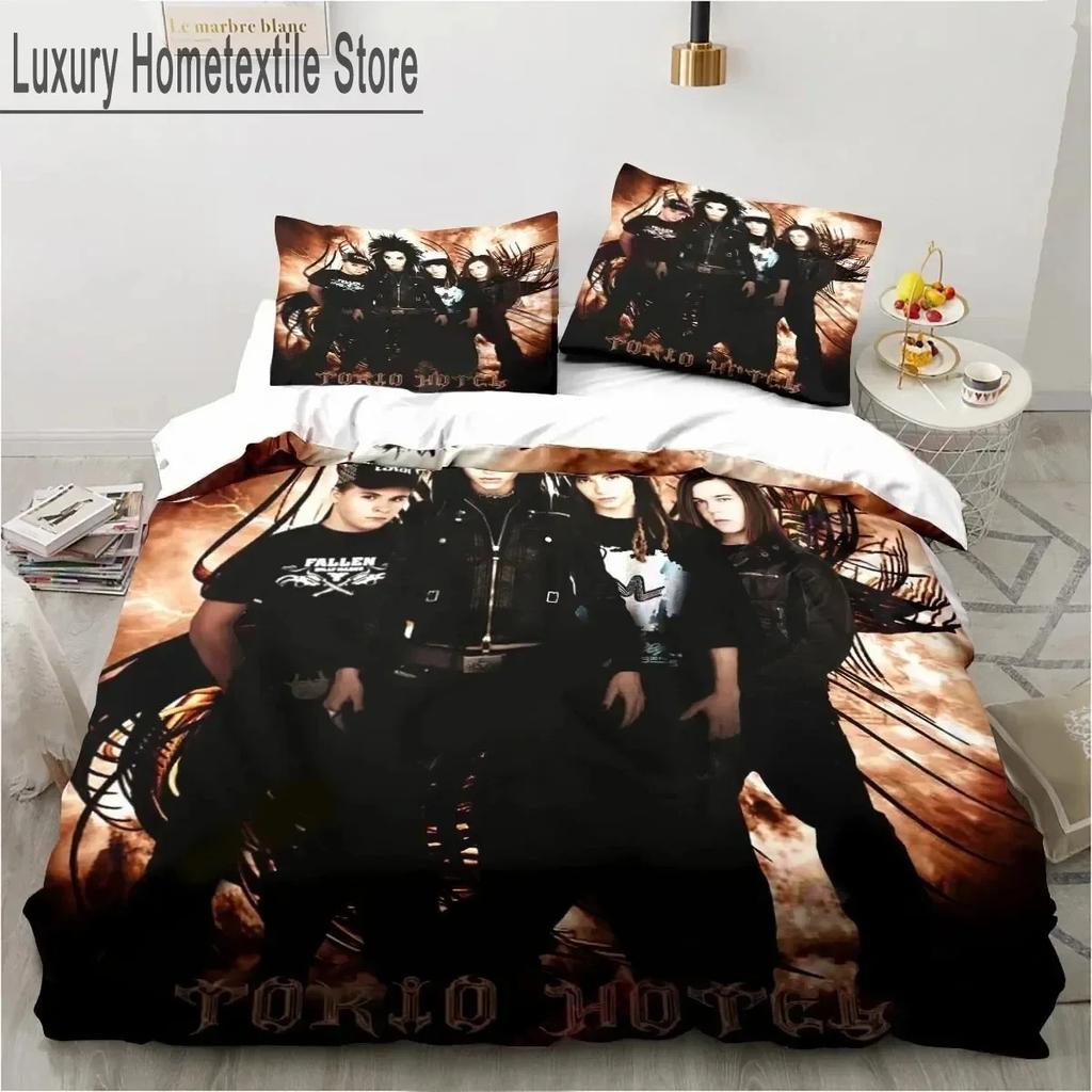 Zestaw pościeli Tokio Hotel 3D Print dla chłopców i dziewcząt Twin Queen King Size poszewka na kołdrę poszewka na poduszkę łóżko dla chłopców dorosłych tekstylia domowe extile