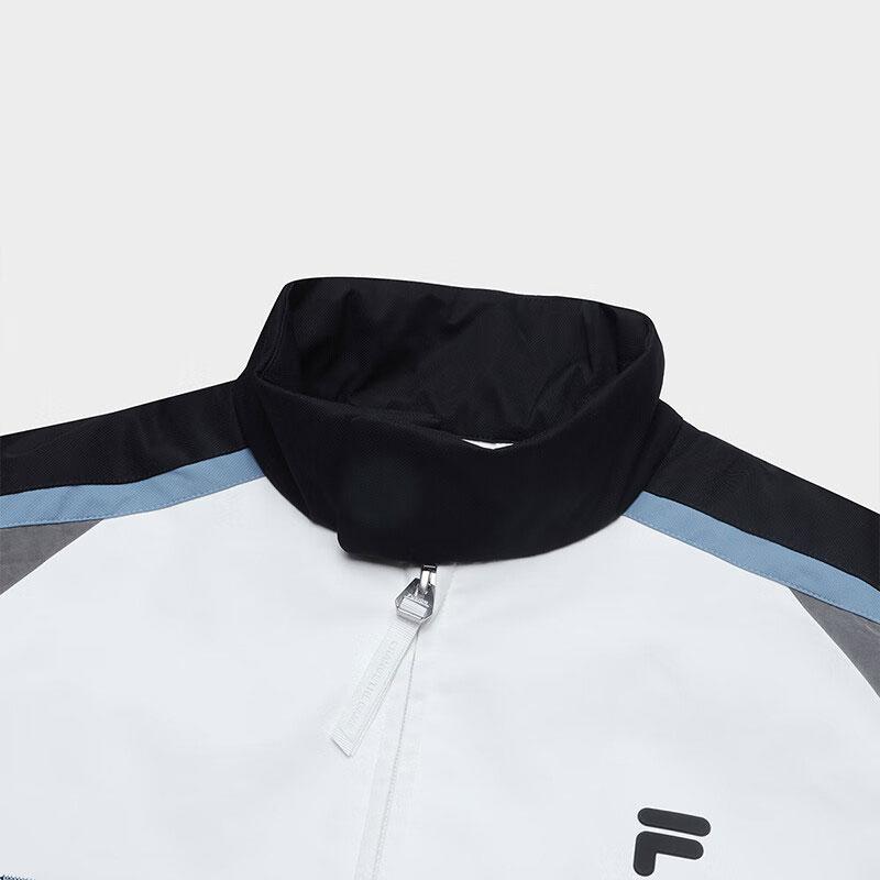 FILA Fusion Color Block Loose Fit Stand Collar Baseball Cotton Jacket Unisex jackets White T11U411901F-WT
