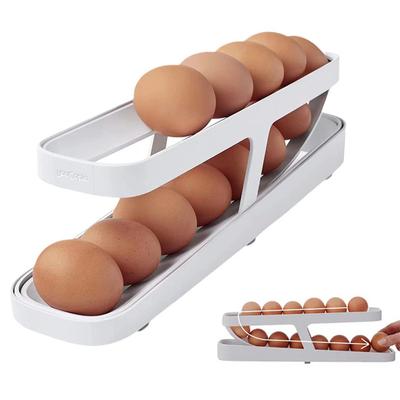 Soporte para Huevos de Doble Capa que Ahorra Espacio, Hogar, Cocina, Refrigerador, Caja para Huevos, Anticaída, Conservación, Estante de Almacenamiento, Rodillo Automático para Huevos