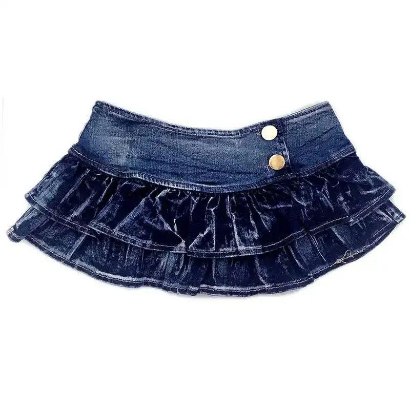 

Low Waist A- Line Ultra Short Cake Skirt Low Waist A- line Short Cake Dress Blue S