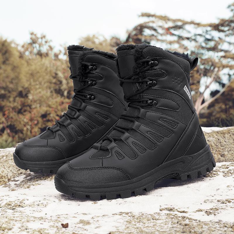 Winter Outdoor Cold-resistant and Warm Snow Boots High Boots Black Waterproof High-top Cotton Shoes