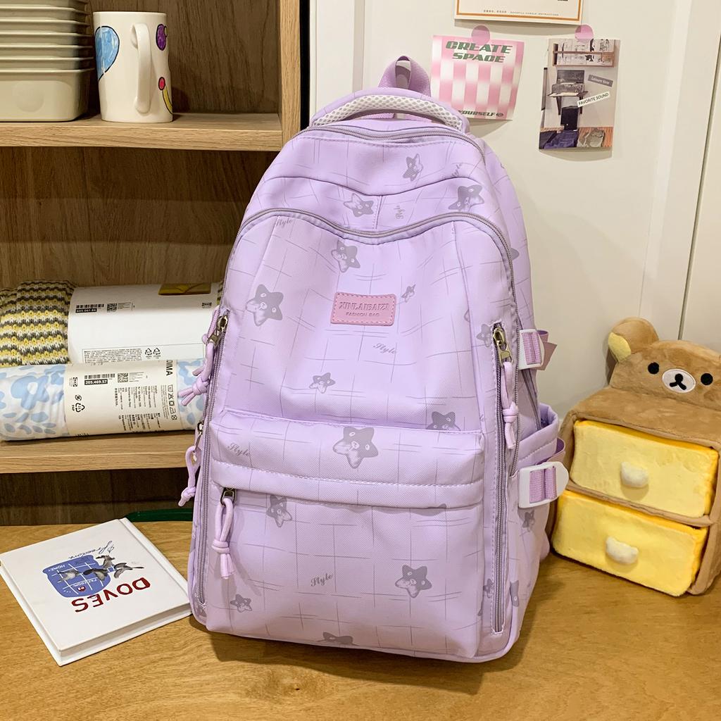 Schoolbag Ice Blue Cream Butterfly Dark Pattern Soft Girl Backpack Youth Vitality Primary and Secondary School Students Grades 1-1 Backpack