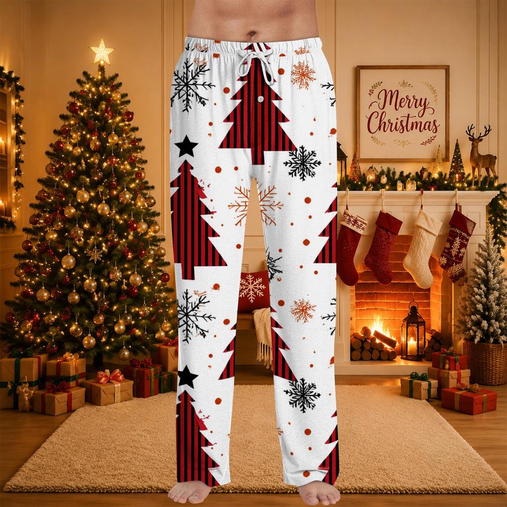 Men's Christmas Print Pajama Pants for and Sleep