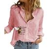 Women Fashion Long Sleeved Cotton Linen Shirt Summer&autumn Loose Print Top Ladies Casual Button-up Blouse