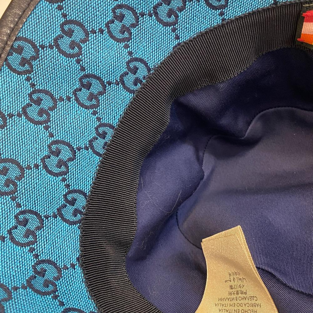 GUCCI 656573 Fedora hat GG canvas canvas Bucket hat hat blue canvas unisex Used