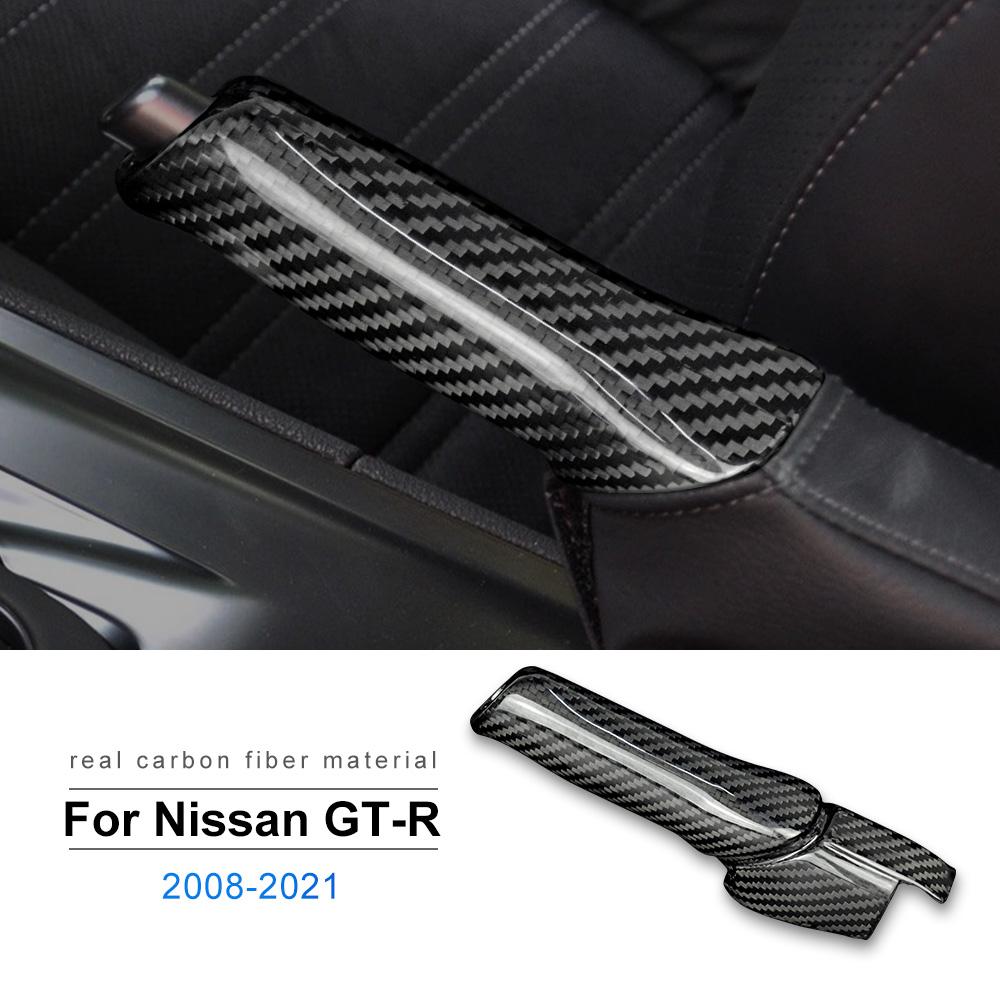 

Real Hard Carbon Fiber for Nissan GTR 2008- 2019 2020 2025 Accessories Interior Trim Car Replace Handbrake Grips Cover Sticker чорний