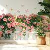 Spring Pink Flowers Fence Wall Decal Removable Floral Wall Art Murals Peel And Stick