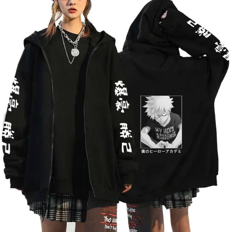 Hot Anime My Hero Academia Himiko Toga Graphic Print Hooded Men Women Zipper Hoodies Oversized Sweatshirt Harajuku Zip Up Jacket