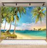 Tropischer Strand Hintergrund für Fotografie Sommer Hawaii Blaues Ozeanwasser Meeresufer Palme Kinder Feiertagsparty Foto Hintergrund Dekoration