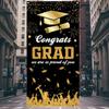 180x90cm Graduates Theme Background Black Gold Happy Graduation Banner  School Party Decor