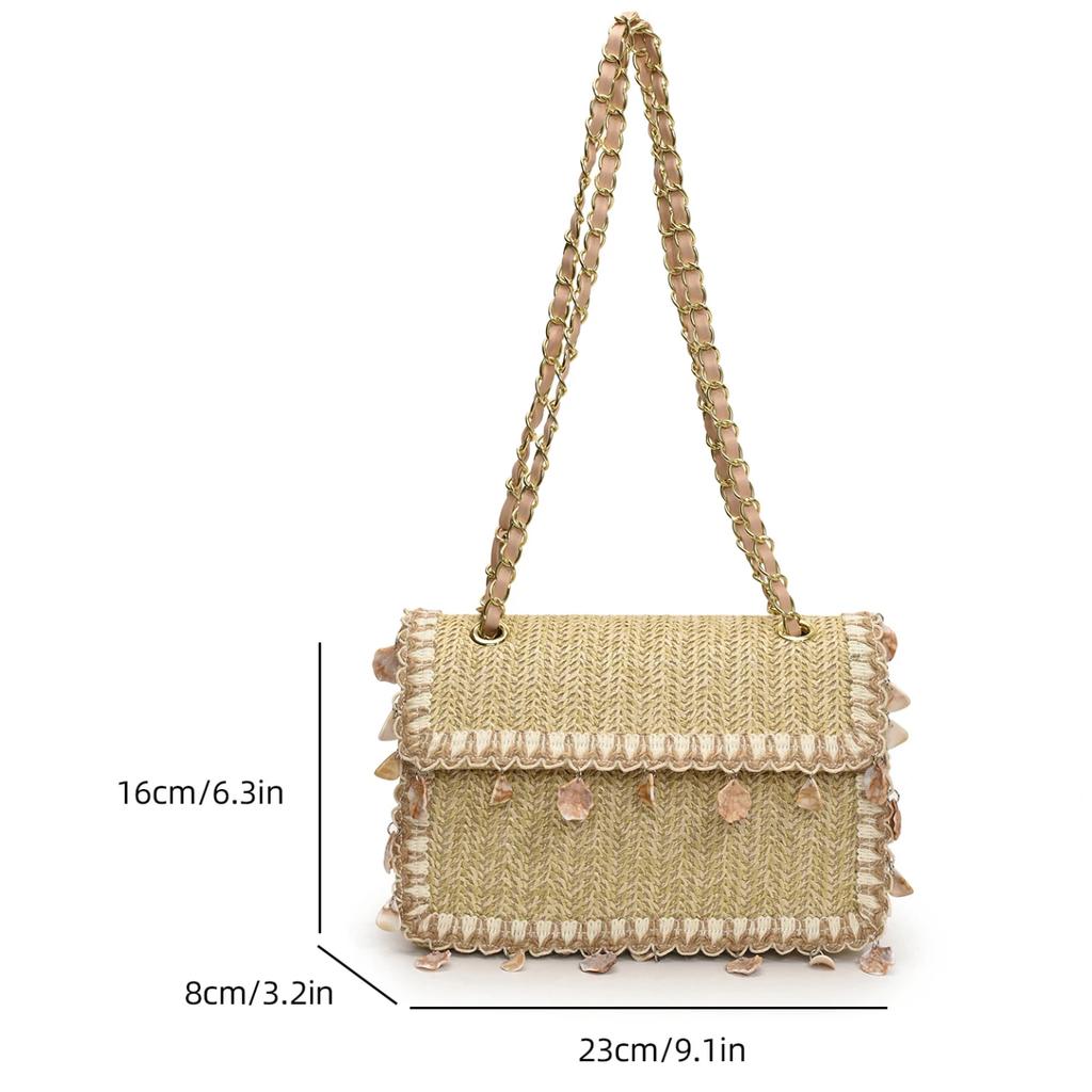 Luxury Famous Brand Women Bags Designer Small Straw Beach Shoulder Crossbody Bags Fashion Tassel Underarm Handbag And Purse