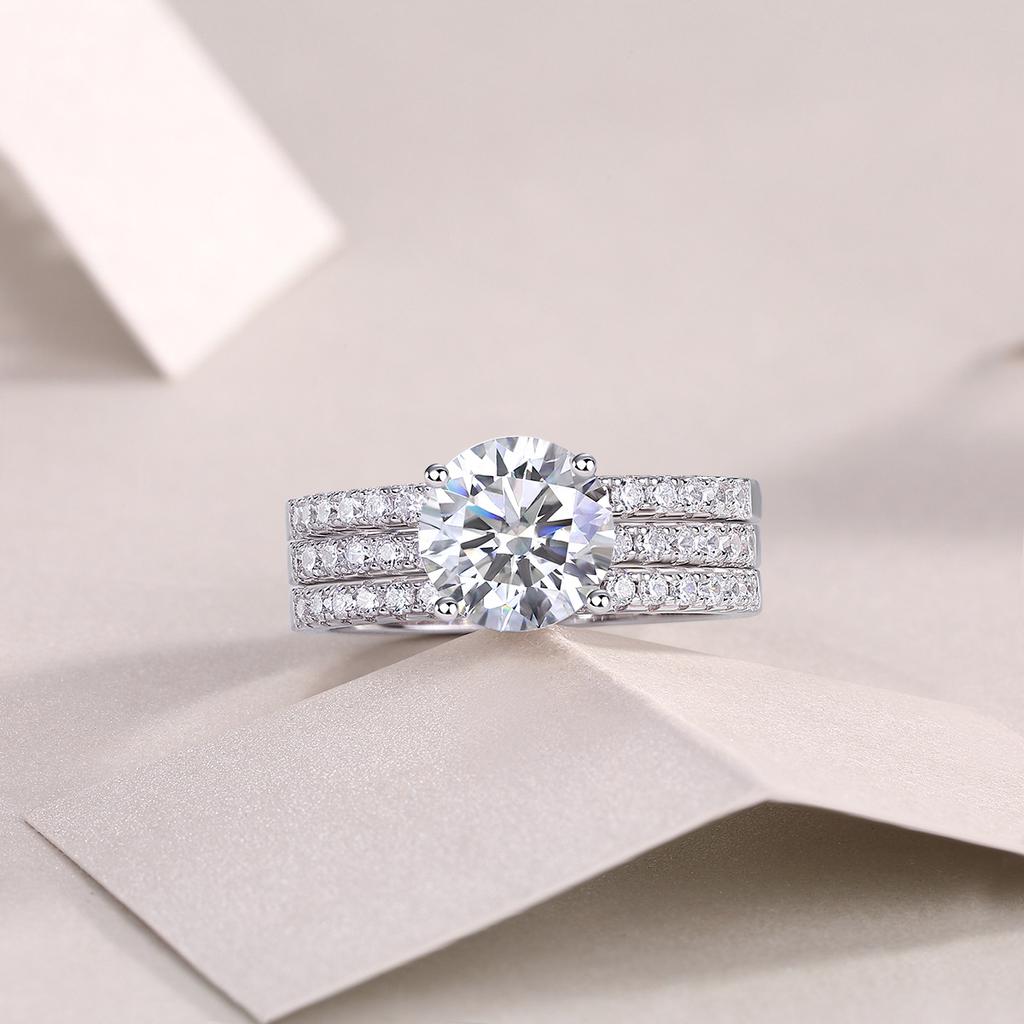 S925 Silver Ring Moissanite High Set 2 Carat Ring Panyu