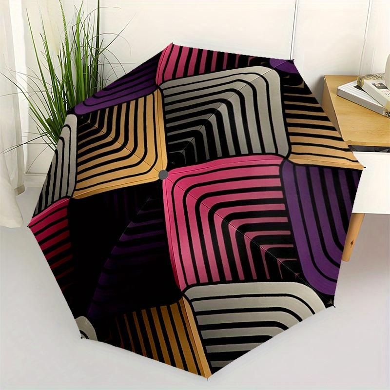 1pc Abstract Pattern Automatic Folding Umbrella, Portable & Foldable Design with 8 Ribs, Casual Outdoor Accessory Halloween and Christmas gi