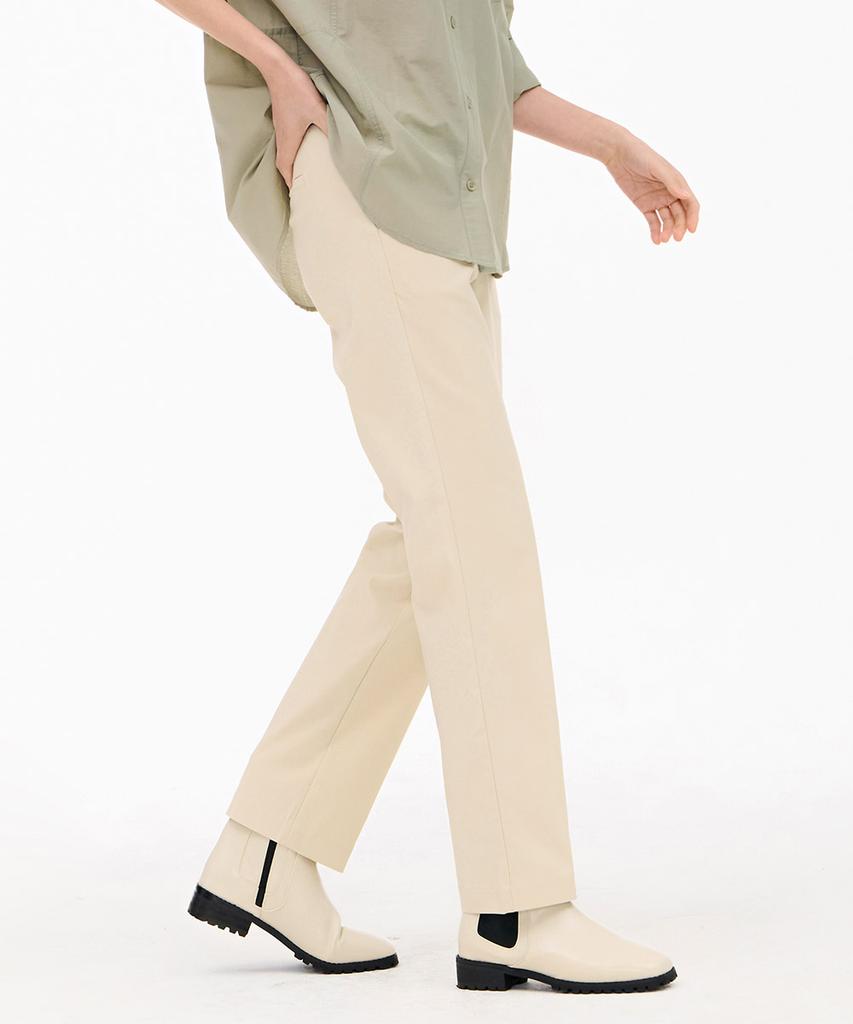CHASECULT Women'S Slim Straight Elastic Waist Slacks - Beige