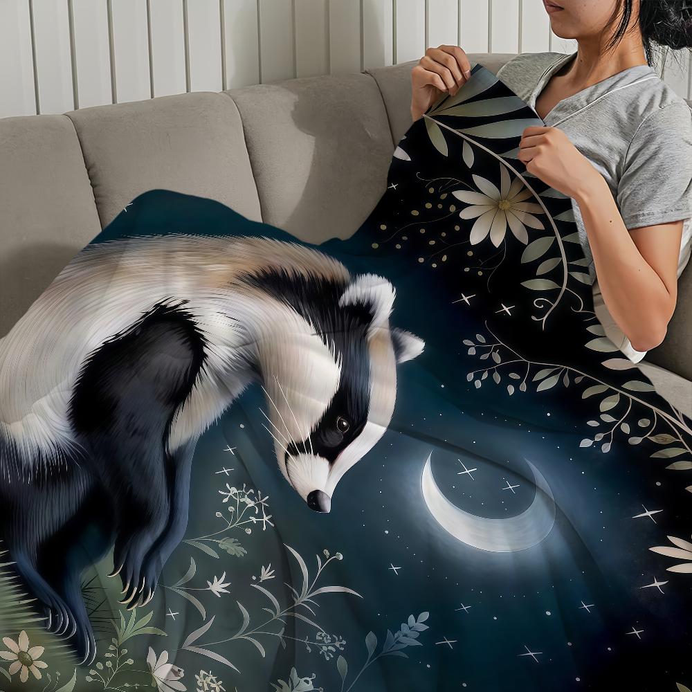 Vintage art animals fox crane flowers soft warm plush blanket dormitory sofa living room pet hogar bedroom gift nap home Flannel