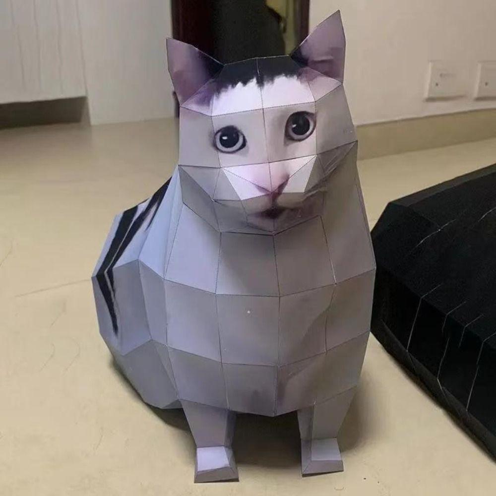Handmade Kitten Stereo Origami Large Paper Cat Model Gift Oiiao Cat Paper Model  Home Decor