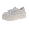 Ballet Style Pearl Lace Lace-up Little White Shoes Women's Single-layer Breathable Thick-soled Heightening Casual Bread Shoes Trend