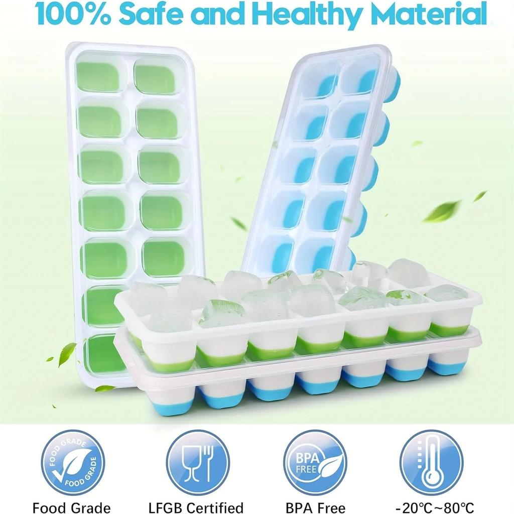 Silicone 14 Boxes To Do Ice Mold, Summer Home Ice Tray Durable Non-toxic, with Covered Ice Manufacturing Kitchen Accessories