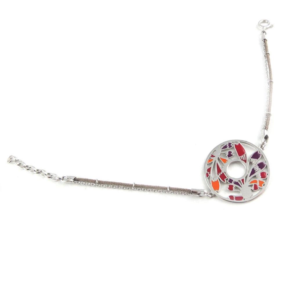 Altesse [L0082] - Silver Bracelet 'Calypso' Red Purple Orange