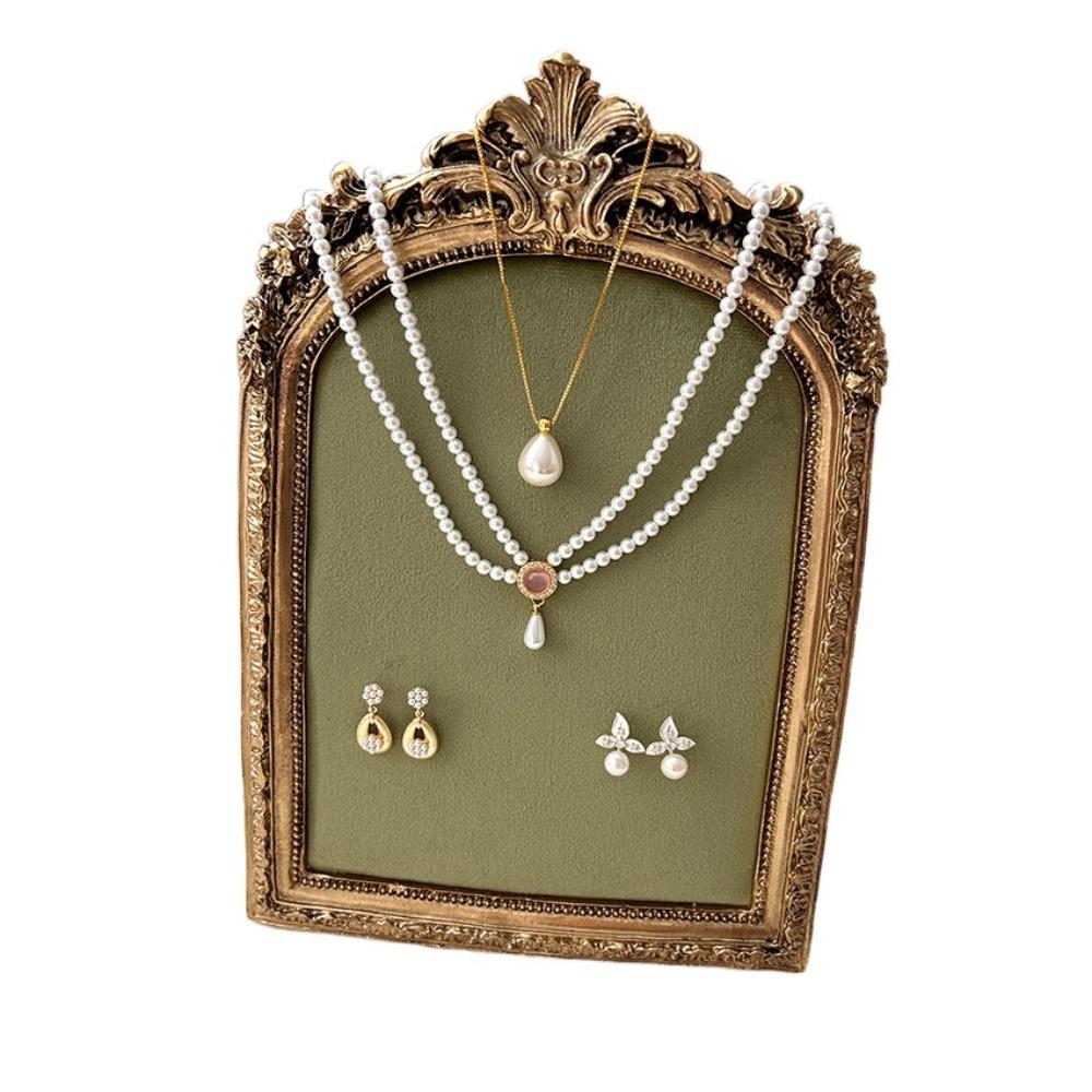 Vertical Photo Frame Necklace Stand Flower pattern Desktop Necklace Mannequin  Bedroom