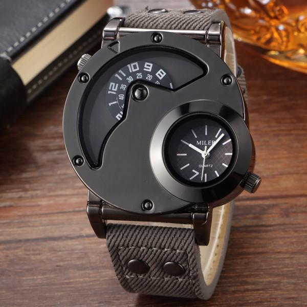 

Unique Big Dial Men Watch Analog Quartz Wristwatch Mens Leather Sport Military Wrist Watches Cool Full Black Relogio Masculino