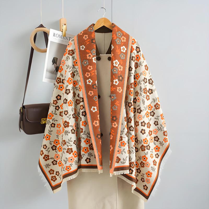 Luxury Double-Sided Women's Scarf: Thick Imitation Cashmere Shawl & Neck Warmer for Autumn/Winter