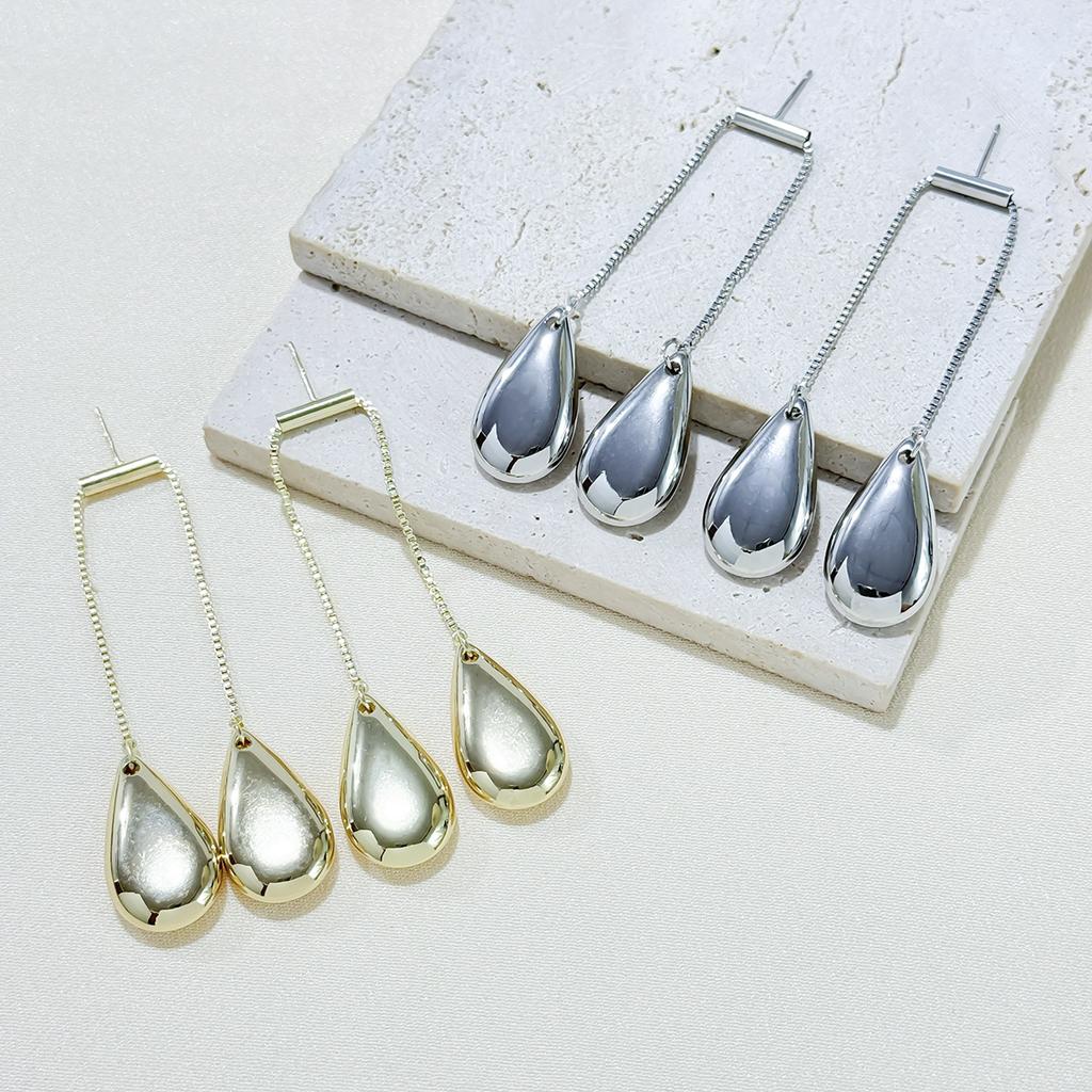 Alloy Water Drop Tassel Temperament Long Earrings High-End Simple Studs Cold Wind Earrings