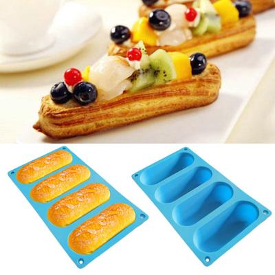 Hot Dog Bun Pan Mold Silicone Hot Dog Bun Molds Non-sticky Heat-proof Baking Pan