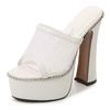 New mesh waterproof table size high heels thick heel outer wear fairy fashion one-word sandals